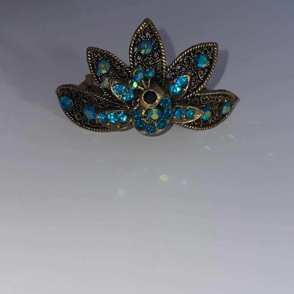 Blue peacock metal hair clip 🦚